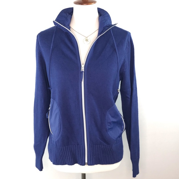 Zenergy Chico's Royal Blue Full Zip Sweater Jacket Chico's Size1 (M/8) - Picture 1 of 12